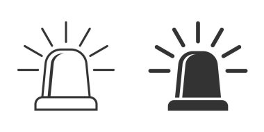 Acil durum alarm simgesi düz stil. İzole edilmiş arka planda lamba vektör illüstrasyonunu uyar. Polisin acil imza işi konsepti.
