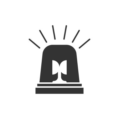 Acil durum alarm simgesi düz stil. İzole edilmiş arka planda lamba vektör illüstrasyonunu uyar. Polisin acil imza işi konsepti.