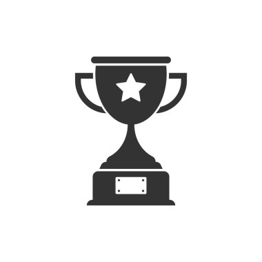 Trophy cup icon in flat style. Goblet prize vector illustration on isolated background. Award sign business concept.