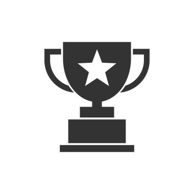 Trophy cup icon in flat style. Goblet prize vector illustration on isolated background. Award sign business concept.