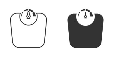 Bathroom weight scale icon in flat style. Mass measurement vector illustration on isolated background. Overweight sign business concept.