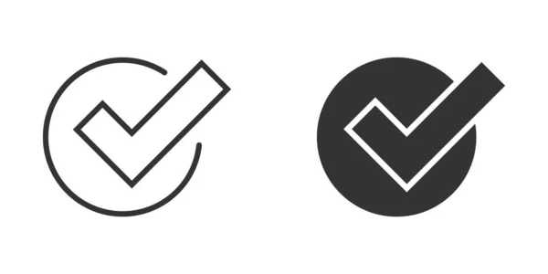 Check Mark Sign Icon Flat Style Confirm Button Vector Illustration — Stock Vector