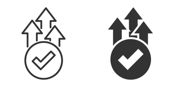 Wachstumspfeil Kontrollsymbol Flachen Stil Vektorgrafik Zur Genehmigung Von Einnahmen Auf — Stockvektor