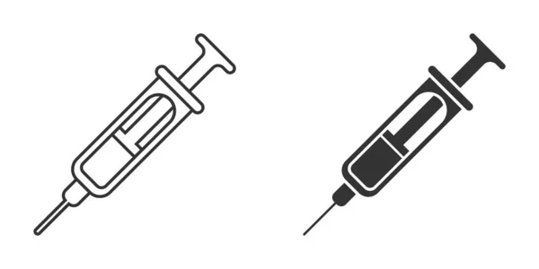 Ikona Stříkačky Plochém Stylu Koronavirová Vakcína Aplikuje Vektorovou Ilustraci Izolované — Stockový vektor