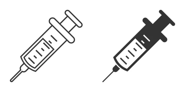 Spuitpictogram Platte Stijl Coronavirusvaccin Injecteert Vectorillustratie Geïsoleerde Achtergrond Covid Vaccinatieteken — Stockvector