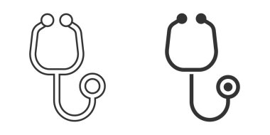 Stetoskop simgesi düz stil. İzole edilmiş arka planda kalp teşhisi vektör çizimi. Tıp işaret dili iş kavramı.
