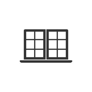 Düz stil pencere simgesi. İzole edilmiş arka planda kaplama vektör çizimi. Ev içi imza işi konsepti.