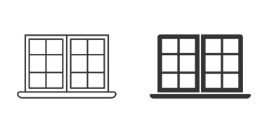 Düz stil pencere simgesi. İzole edilmiş arka planda kaplama vektör çizimi. Ev içi imza işi konsepti.