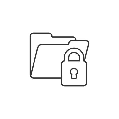 Dizin izin izin simgesini düz bir şekilde gösterir. İzole edilmiş arkaplanda belge erişimi vektör illüstrasyonu. Gizli arşiv imza işi konsepti.