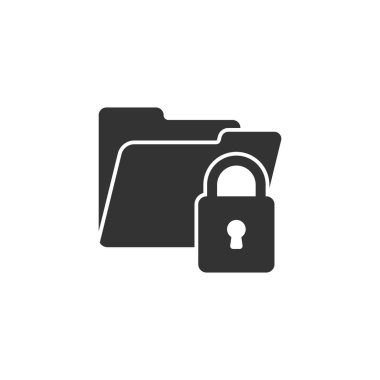 Dizin izin izin simgesini düz bir şekilde gösterir. İzole edilmiş arkaplanda belge erişimi vektör illüstrasyonu. Gizli arşiv imza işi konsepti.