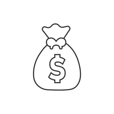 Para çantası ikonu düz stil. İzole edilmiş arka planda para çantası vektör illüstrasyonu. Madeni para çuvalı iş tabelası kavramı.
