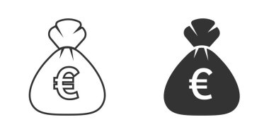 Para çantası ikonu düz stil. İzole edilmiş arka planda para çantası vektör illüstrasyonu. Madeni para çuvalı iş tabelası kavramı.