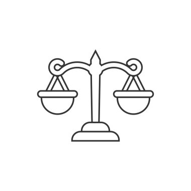 Simgeyi düz ölçeklendirir. İzole edilmiş arka planda terazi vektör çizimi. Kütle karşılaştırma işareti iş konsepti.