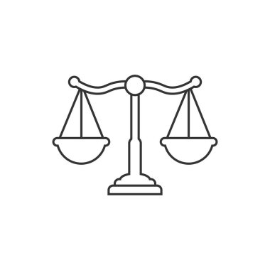 Simgeyi düz ölçeklendirir. İzole edilmiş arka planda terazi vektör çizimi. Kütle karşılaştırma işareti iş konsepti.