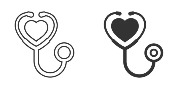 Stethoscope Icon Flat Style Heart Diagnostic Vector Illustration Isolated Background — Stock Vector
