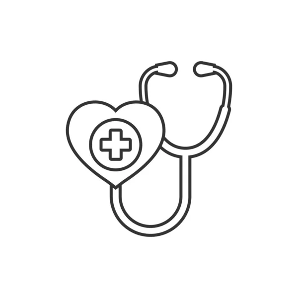 Stethoscope Icon Flat Style Heart Diagnostic Vector Illustration Isolated Background — Stock Vector