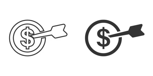 Darts Target Dollar Icon Flat Style Budget Deposit Vector Illustration — Stock Vector
