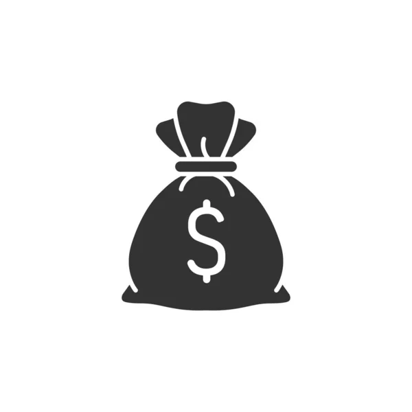 Ícone Saco Dinheiro Estilo Plano Moneybag Ilustração Vetorial Sobre Fundo — Vetor de Stock