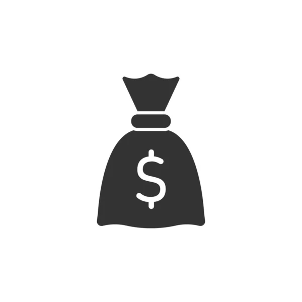 Geld Zak Pictogram Platte Stijl Moneybag Vector Illustratie Geïsoleerde Achtergrond — Stockvector