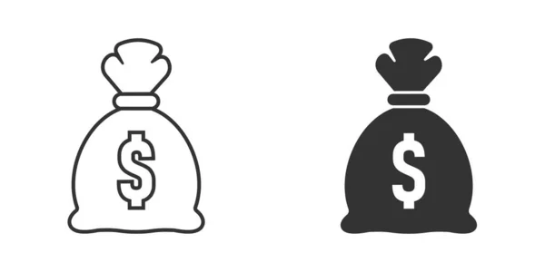 Ícone Saco Dinheiro Estilo Plano Moneybag Ilustração Vetorial Sobre Fundo —  Vetores de Stock