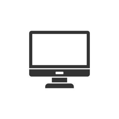 Düz stil kişisel bilgisayar. İzole edilmiş arkaplanda masaüstü pc vektör çizimi. İşaret levhası konseptini izle.