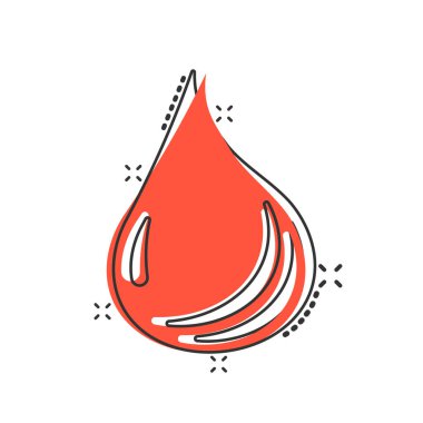 Çizgi roman tarzında su damlası ikonu. Beyaz izole edilmiş arka planda sıvı çizgi film vektör çizimi. Damlacık sıçrama etkisi iş konsepti.