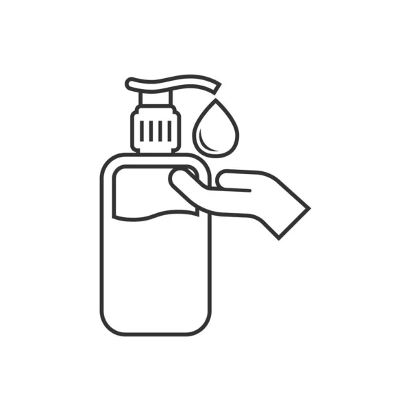 手部清洁剂图标为扁平风格 隔离背景下的防腐瓶矢量图解 消毒凝胶签署业务概念 — 图库矢量图片