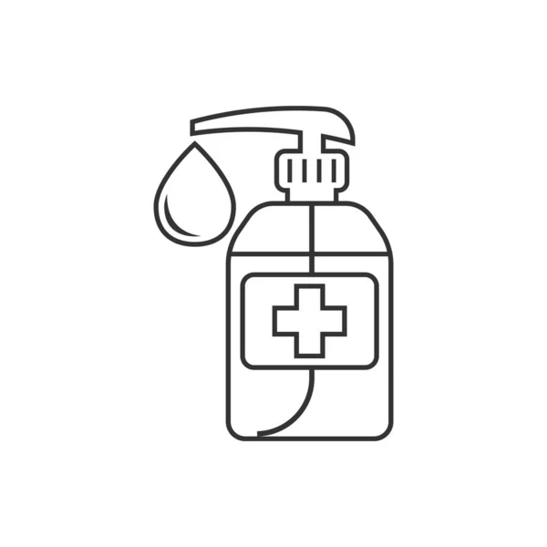 Icona Igienizzante Mano Stile Piatto Illustrazione Vettoriale Bottiglia Antisettica Sfondo — Vettoriale Stock