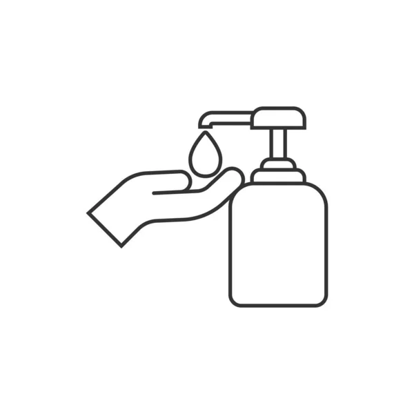 Icona Igienizzante Mano Stile Piatto Illustrazione Vettoriale Bottiglia Antisettica Sfondo — Vettoriale Stock