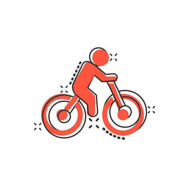 Fietspictogram Stripstijl Fiets Met Mensen Cartoon Vector Illustratie Witte Geïsoleerde — Stockvector