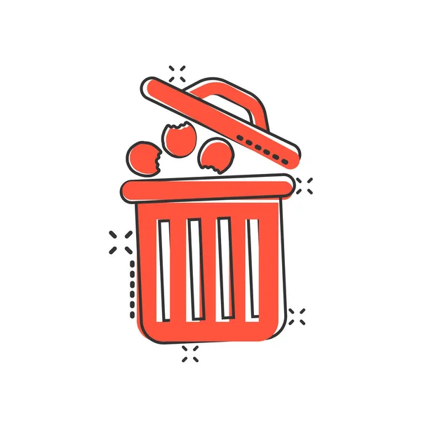 Icône Poubelle Dans Style Comique Recycler Illustration Vectorielle Dessin Animé — Image vectorielle