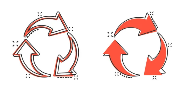 Ícone Reciclagem Estilo Cômico Reutilize Ilustração Vetorial Desenhos Animados Fundo — Vetor de Stock