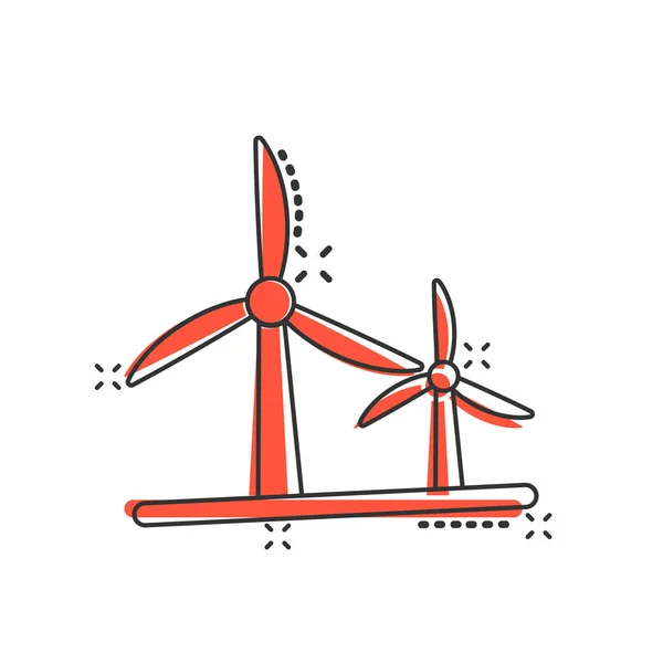 Icône Centrale Éolienne Dans Style Comique Illustration Vectorielle Dessin Animé — Image vectorielle