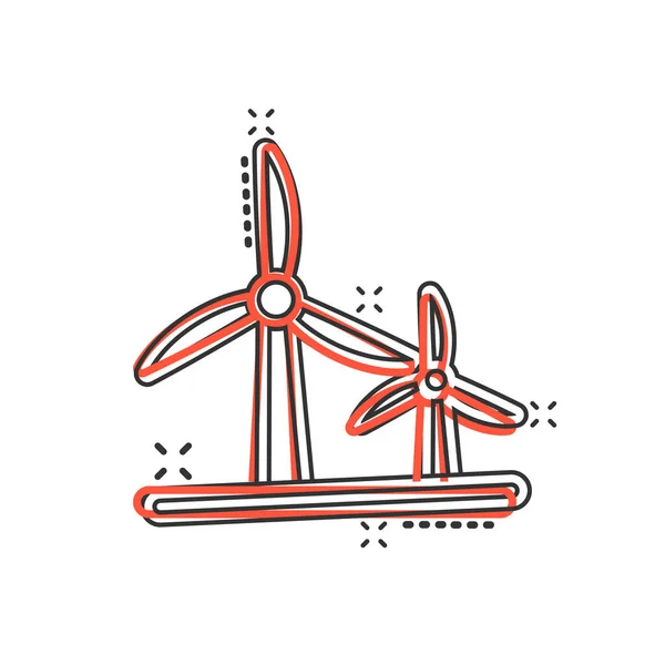 Icône Centrale Éolienne Dans Style Comique Illustration Vectorielle Dessin Animé — Image vectorielle