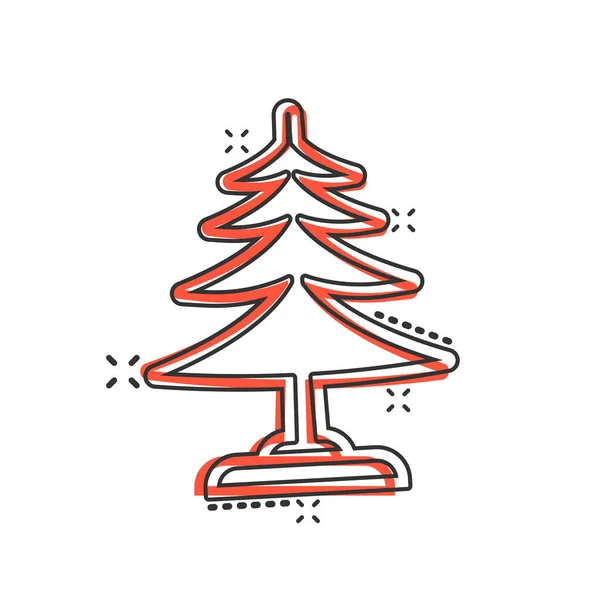 Ikona Drzewa Iglastego Komicznym Stylu Ilustracja Wektora Kreskówki Fir Flora — Wektor stockowy