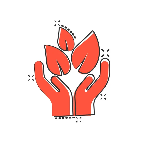 Χέρι Εικονίδιο Του Φυτού Στυλ Κόμικ Άνθος Βλαστός Εικονογράφηση Διάνυσμα — Διανυσματικό Αρχείο
