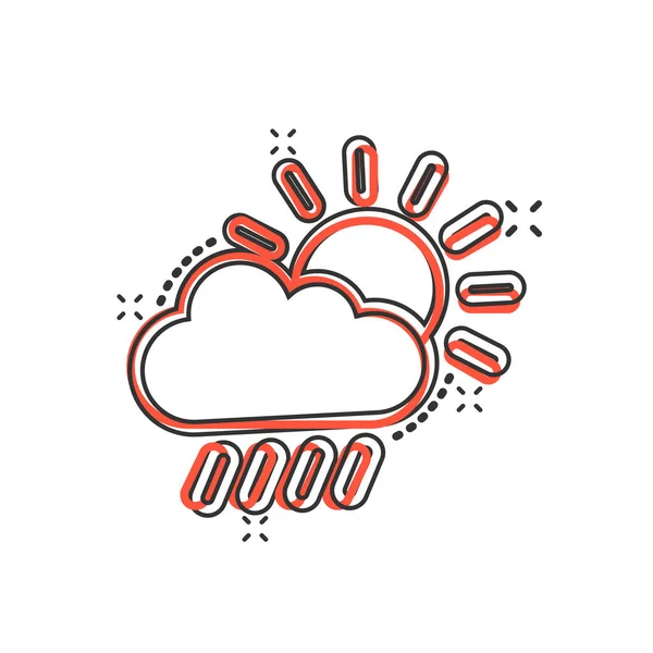 Icona Meteo Stile Comico Illustrazione Vettoriale Sole Nuvole Pioggia Sfondo — Vettoriale Stock