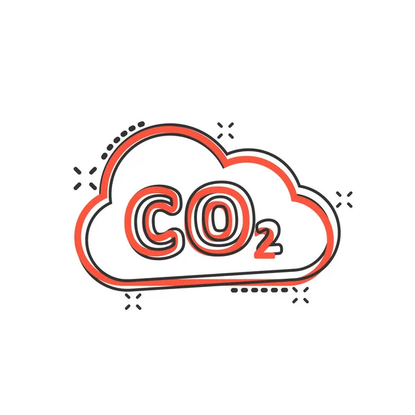 Co2 Εικονίδιο Εκπομπής Κωμικό Στυλ Σύννεφα Καταστροφή Εικονογράφηση Διάνυσμα Λευκό — Διανυσματικό Αρχείο