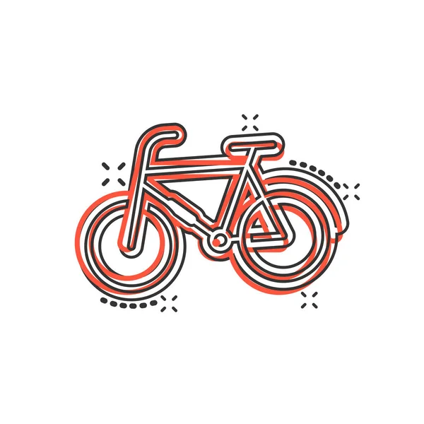 以喜剧风格出现的自行车图标 自行车运动卡通矢量插图白色孤立的背景 健身练习飞溅效果签署商业概念 — 图库矢量图片