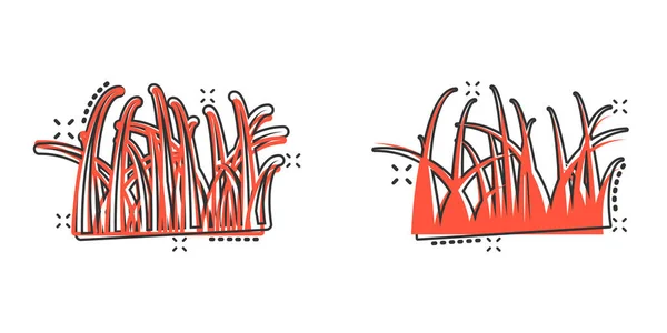 在喜剧风格的草本图标 生态草坪卡通矢量插图白色孤立的背景 花园式水花效果商业概念 — 图库矢量图片
