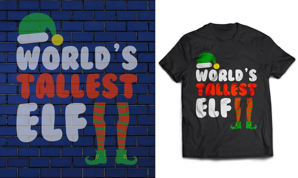 Noel kıyafetleri ya da çirkin kazaklar için dünyanın en uzun elf tabiri. Noel tebrik kartları, davetiyeler için el yazması mektuplar. Tişört, kupa, hediye etiketi, matbaa için iyi. En uzun Elf.