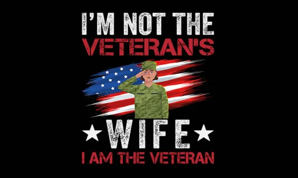 American Army Veteran Wife Vintage Typography Flag Gun Shirt Vector — Stock Vector