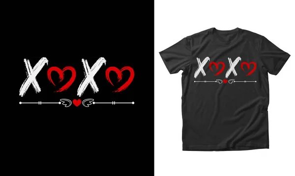 XOXO Sevgililer Günü Typography t-shirt tasarımı 14 Şubat Sevgililer Günü vektör illüstrasyonu Yazdırmaya Hazır