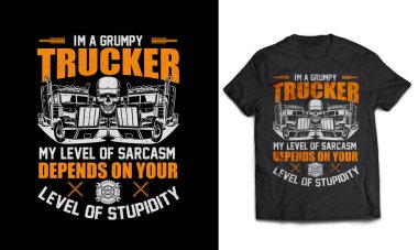 Tişört tasarımcısı kamyon şoförü taşımacılığı rozet, t-shirt, çıkartma, etiket için resim çizme vektörü
