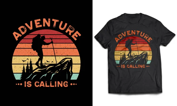 Yürüyüş t t-shirt tasarımı vektör baskısı Maceraya hazır çağrı