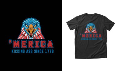 America 4th of july t shirt design, usa independence day Vector design for poster, badge, emblem, art, element, isolated, Typography 4th of july concept for shirt, lavel, icon, card