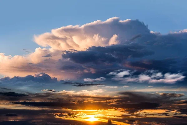 Sunset Cloudy Weather Cloudy Sky Background — Stock Photo, Image