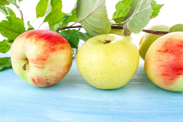 Manzanas Frescas Ecológicas Verano Sobre Mesa — Foto de Stock