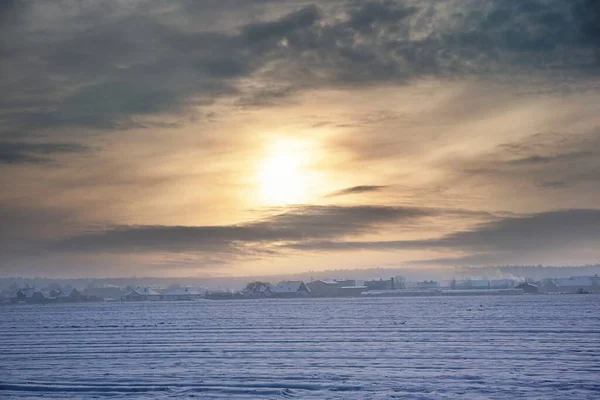 Isrike Mitt Solnedgången Kallt Vinterväder Vinterlandskap — Stockfoto