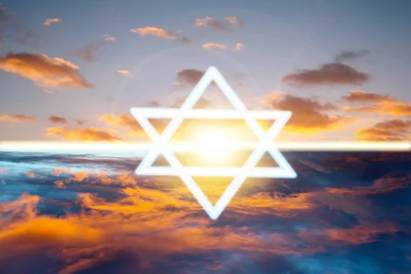 Den Judiska Religionens Stjärna Himlen — Stockfoto